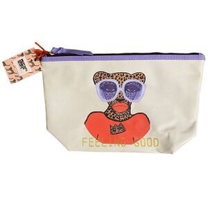 NEW Bouffants & Broken Hearts Feeling Good Leopard Sunglasses Cosmetic Bag
